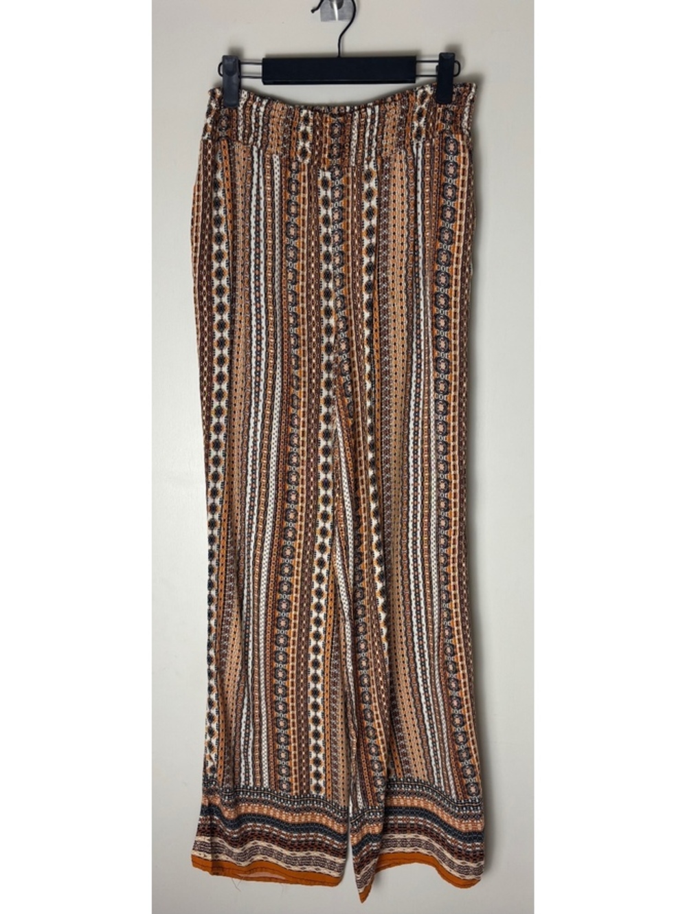 Rachel Paige Women’s L Boho Wide Leg Palazzo Pants Tribal Print Rayon